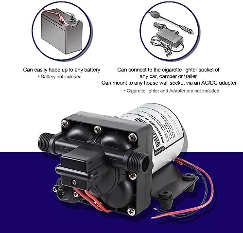 WASSERMANN RV Water Pump 12 Volt DC 3.0GPM 55PSI,Replacement For 4008-101-A65,Water Pump Self Priming Diaphragm Pump with Pressure Switch for RV Kitchen Bathroom Marine Yacht Garden