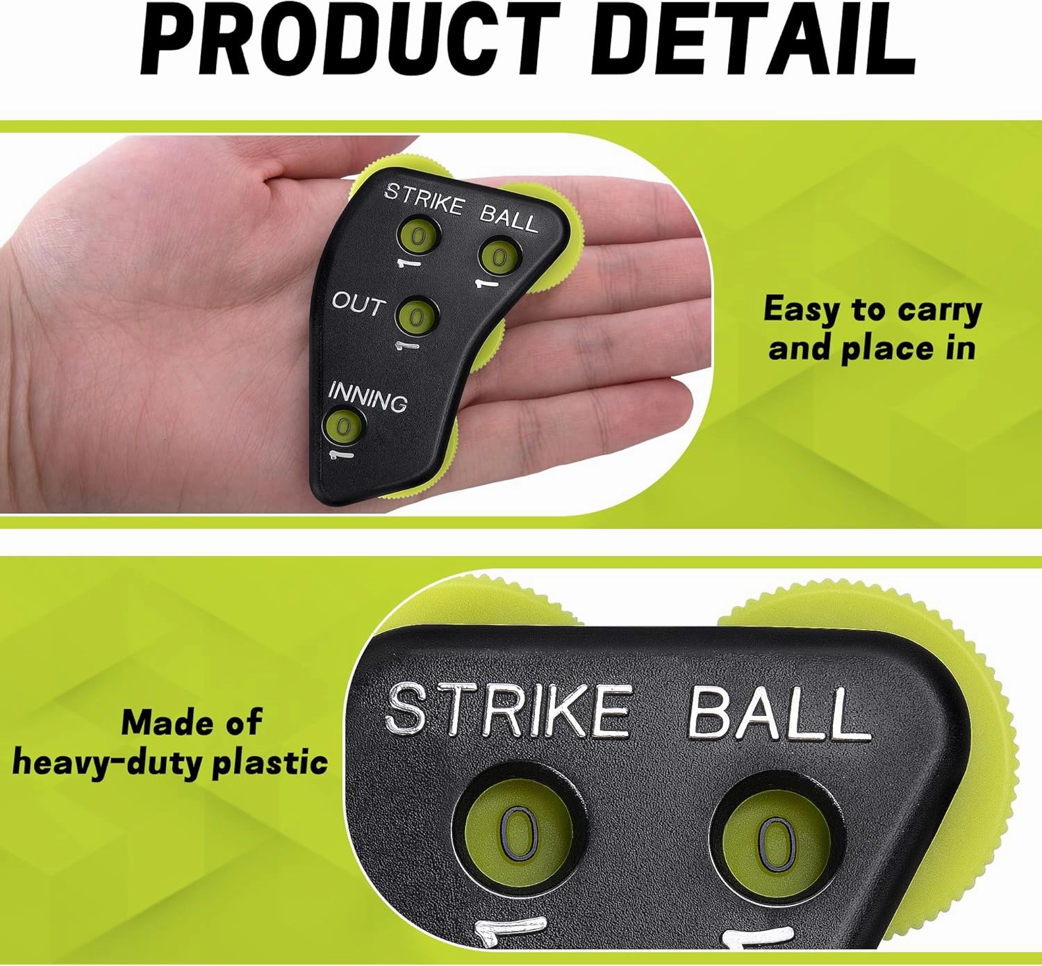 Watayo Wheel Baseball Umpire Clicker, Umpire Indicator Gear, Practical Baseball Counter Clicker for Scorekeeper Recording Outs & Innings Balls