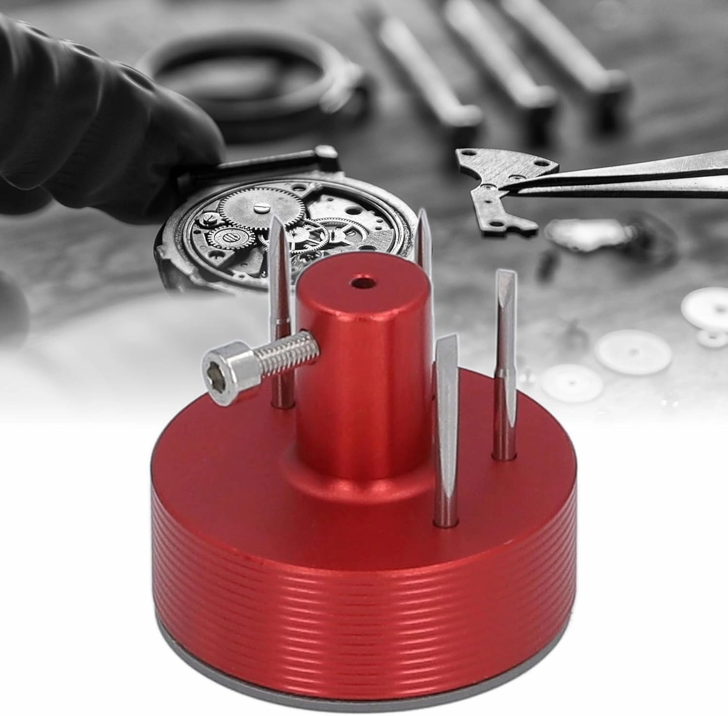Watch Band Strap Removal Tool Kit with Slip Base and 4pcs Slotted Heads for Watch Bracelet Adjustment and Repair