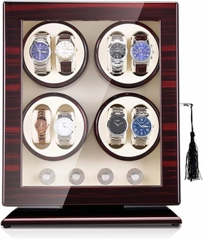 Watch Winder Watch Winder for 8 Automatic Watches, Adjustable Watch Pads for Universal Watch, Piano Fine Exterior, Built-in LED Lighting (D A)