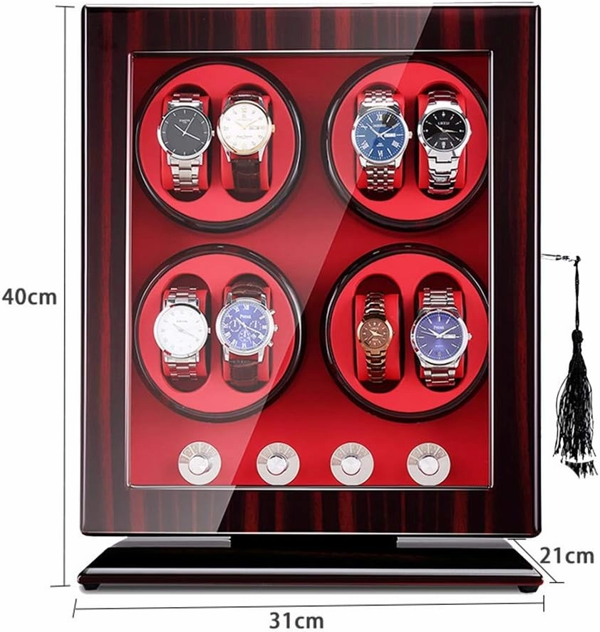 Watch Winder Watch Winder for 8 Automatic Watches, Adjustable Watch Pads for Universal Watch, Piano Fine Exterior, Built-in LED Lighting (D A)