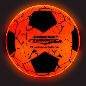 Wave Runner Glow in The Dark Soccer Ball Official Regulation Size 5 Bright LED Light Up Ball Comes with Pump PreInstalled Batteries Included | Outdoor Indoor Soccer Ball for Kids, Juniors, Adults