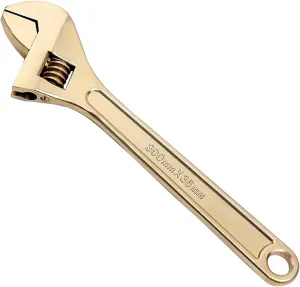 WEDO Non-Sparking Adjustable Wrench 15", Spark-free Safety Wrench, Safty Tool,Aluminum Bronze,Non-Magnetic, Corrosion Resistant, Die-Forged, BAM/FM/DIN Standard, Opening Max 46mm