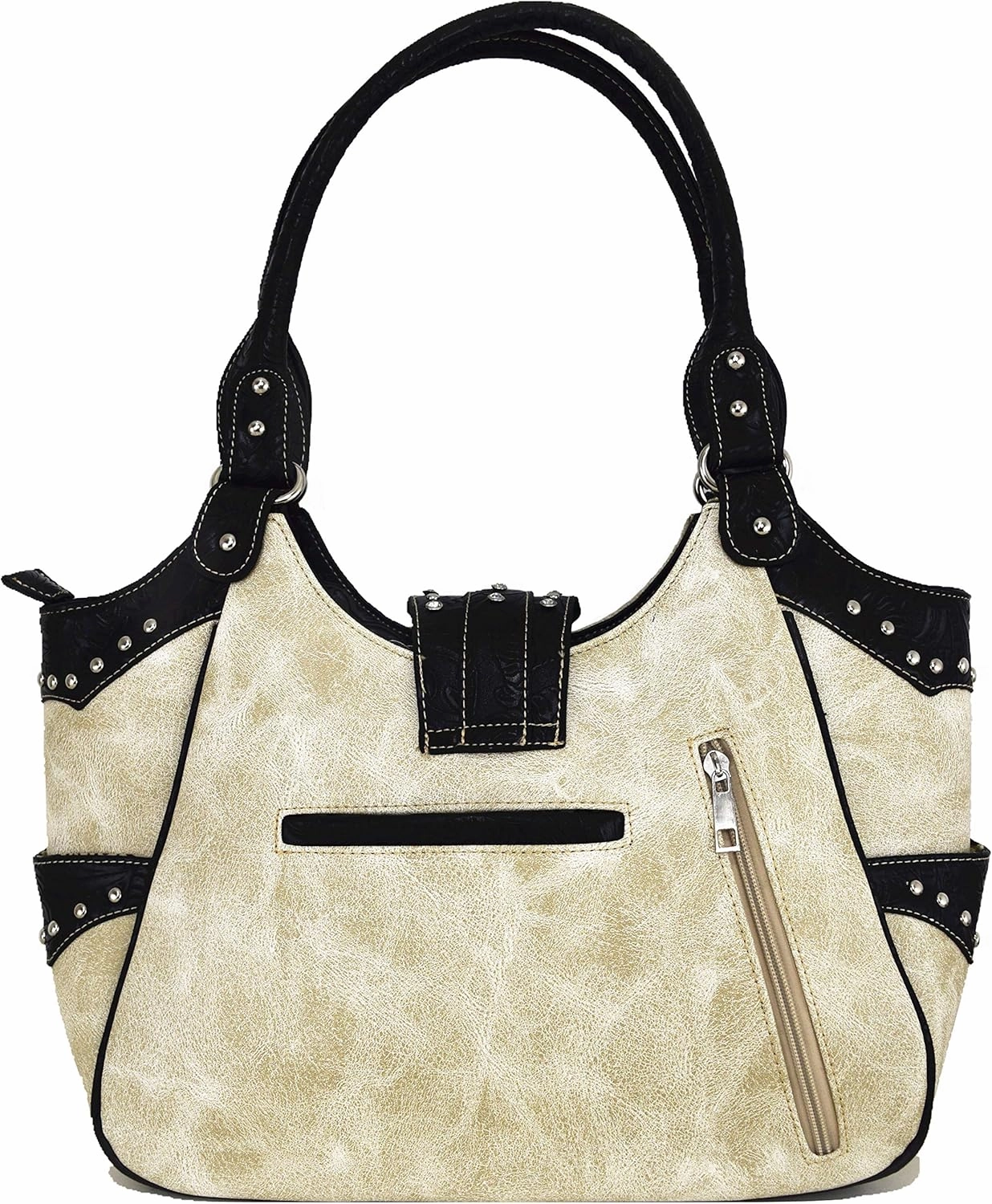 Western Style Tooled Leather Buckle Concealed Carry Purse Country Handbag Women Shoulder Bag Wallet Set
