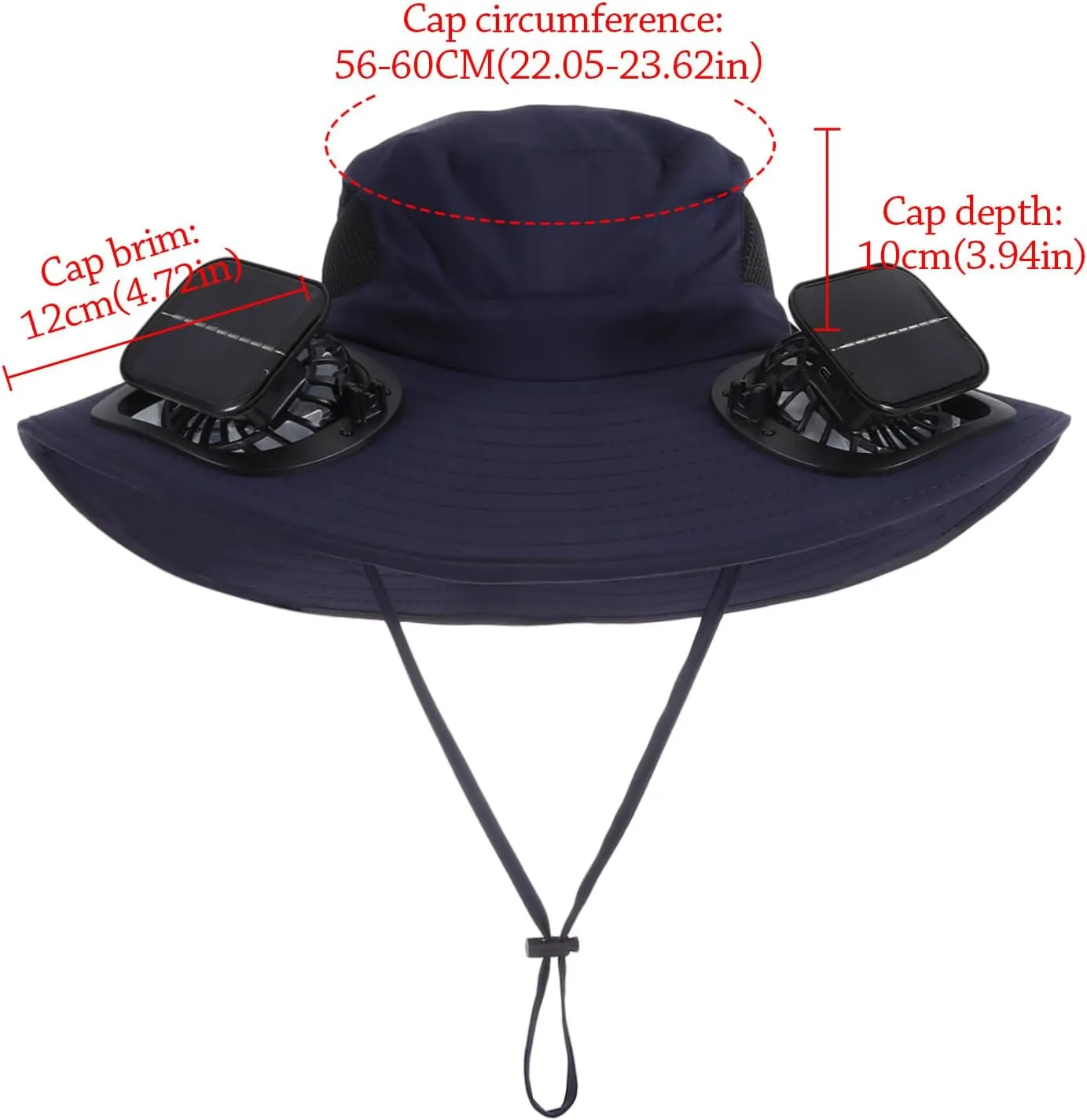 Wide Brim Solar Fan Outdoor Fishing Hat with 2 Solar Fan UPF 50  Sun Bucket Hat Waterproof Breathable Fishing Hat Bucket Hat