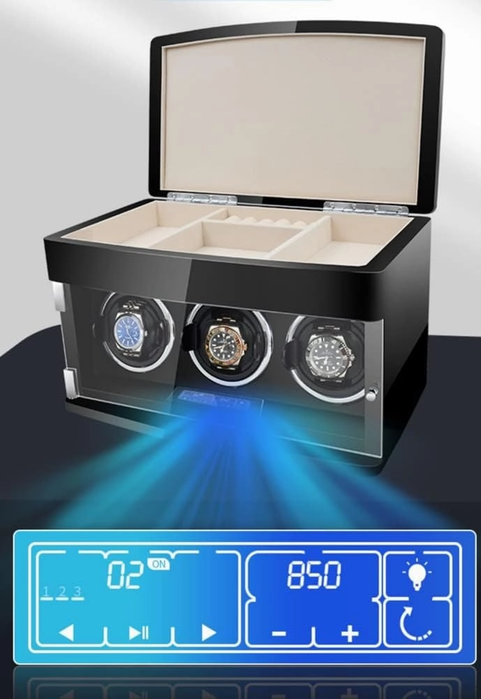 Winders for Automatic Watchs for 3 6 9 Watches with LCD Screen and LED Lighting Luxury Mechanical Watch Storage Case with Quiet Motor Watch Display Box