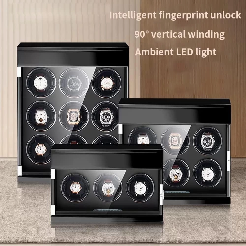 Winders for Automatic Watchs for 3 6 9 Watches with LCD Screen and LED Lighting Luxury Mechanical Watch Storage Case with Quiet Motor Watch Display Box