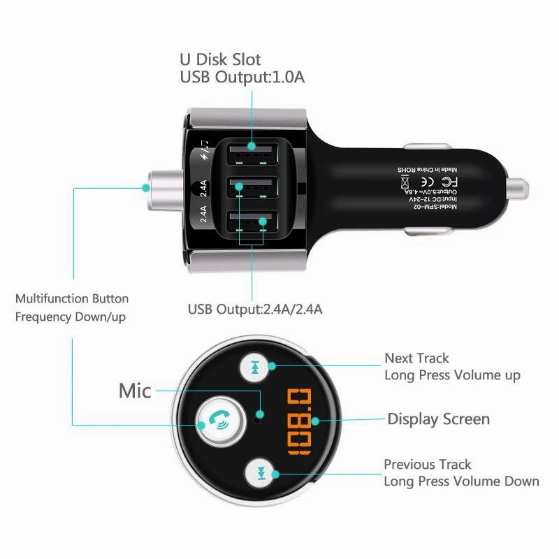 Wireless Bluetooth FM Transmitter Car Kit
