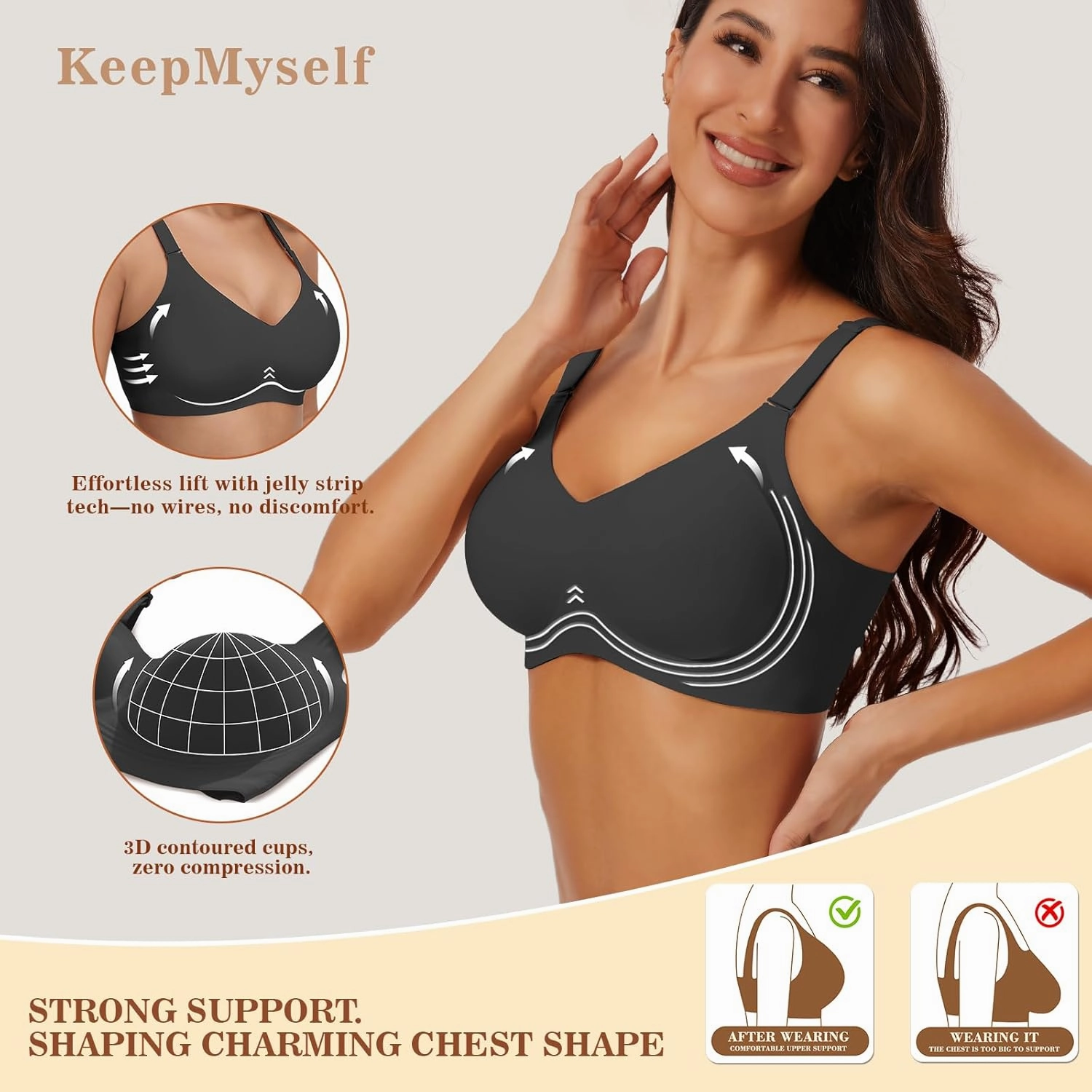 Wireless Bras for Women No Underwire Push Up Comfort Soft Bra Seamless Supportive Full Coverage Everyday Bras