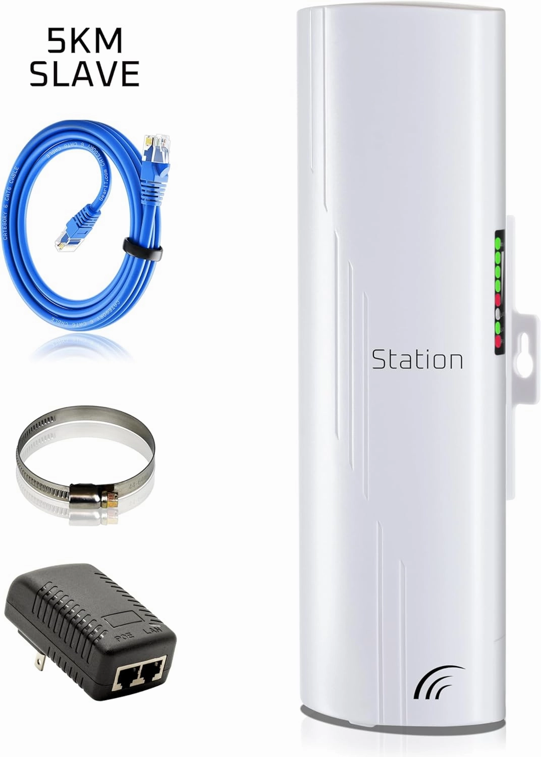 Wireless Bridge Point to Point Outdoor WiFi, Wireless Network Expansion Kit, Long Range High Speed 5G | 2 Units Bridge Kit Complete Pre-Configured - P2P 1000Mbps 5Km (Slave) (5K Single Slave)