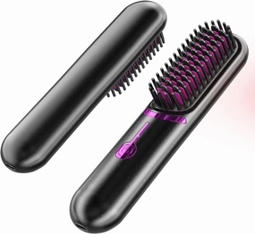Wireless Hair Straightener Brush Lightweight 0.3lbs Cordlss Hair Straightener Brush Negative Ion Hot Comb 45 Mins Long Battery Life with Type-C Rechargeable Feature Fast Heating4