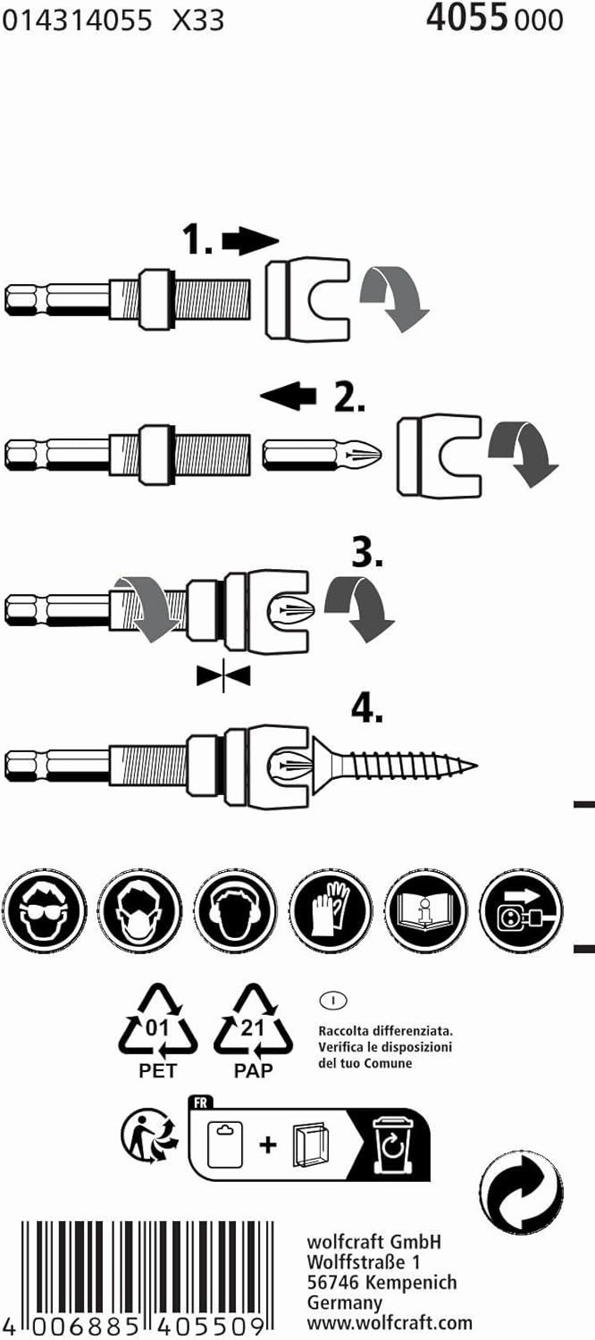 Wolfcraft Screwdriver Attachment For interior Works I 4055000 I For Depth-Restricted Fastening of Plasterboard