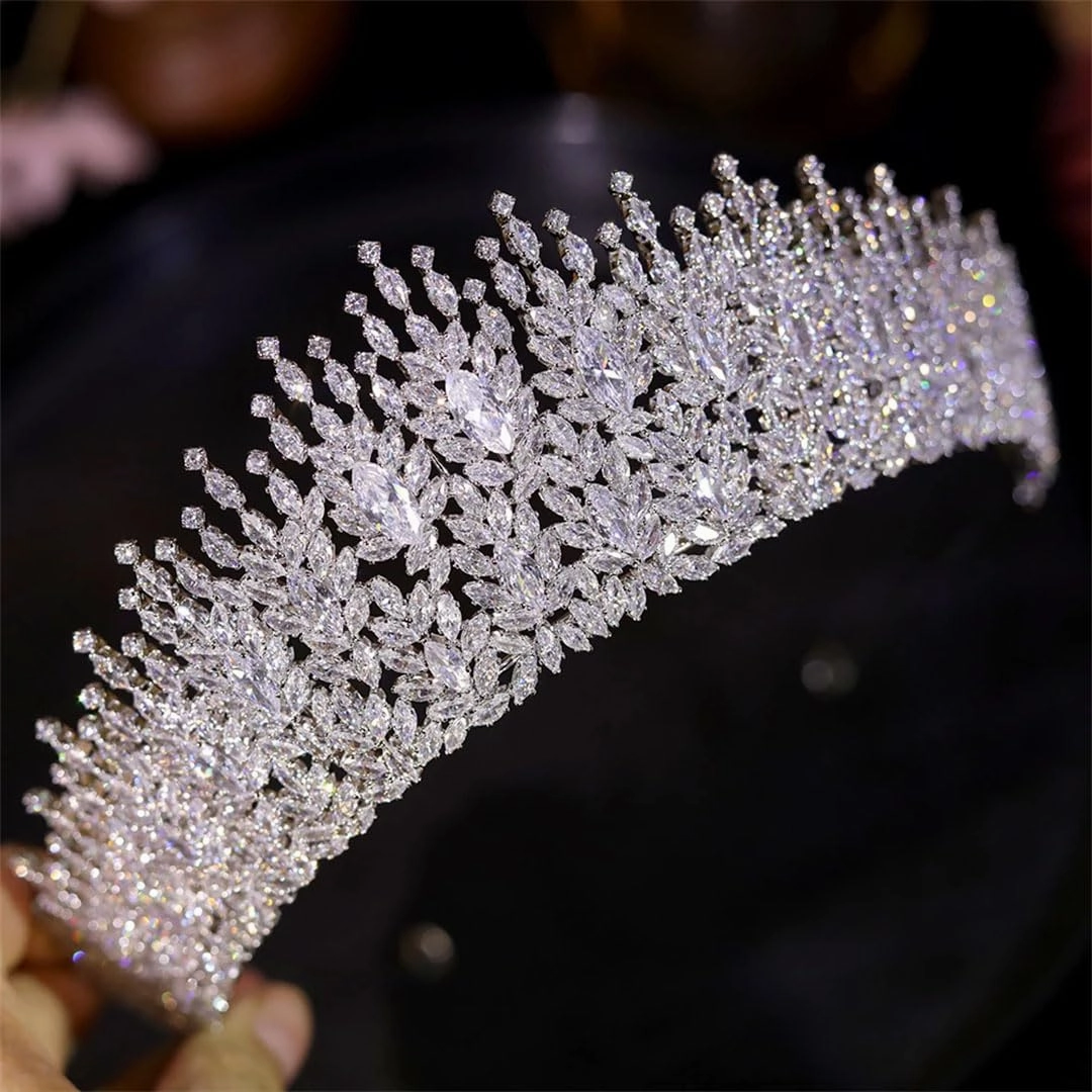 Women Crown Tiara Bridal Piece Wedding Hair Jewelry Cocktail Party Crowns 7 White#Tiaras