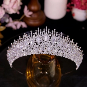 Women Crown Tiara Bridal Piece Wedding Hair Jewelry Cocktail Party Crowns 7 White#Tiaras