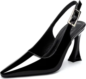 Women's Slingback 3In Kitten Heel Comfortable Closed Toe Pumps Dress Shoes for Women