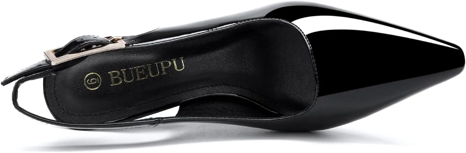 Women's Slingback 3In Kitten Heel Comfortable Closed Toe Pumps Dress Shoes for Women