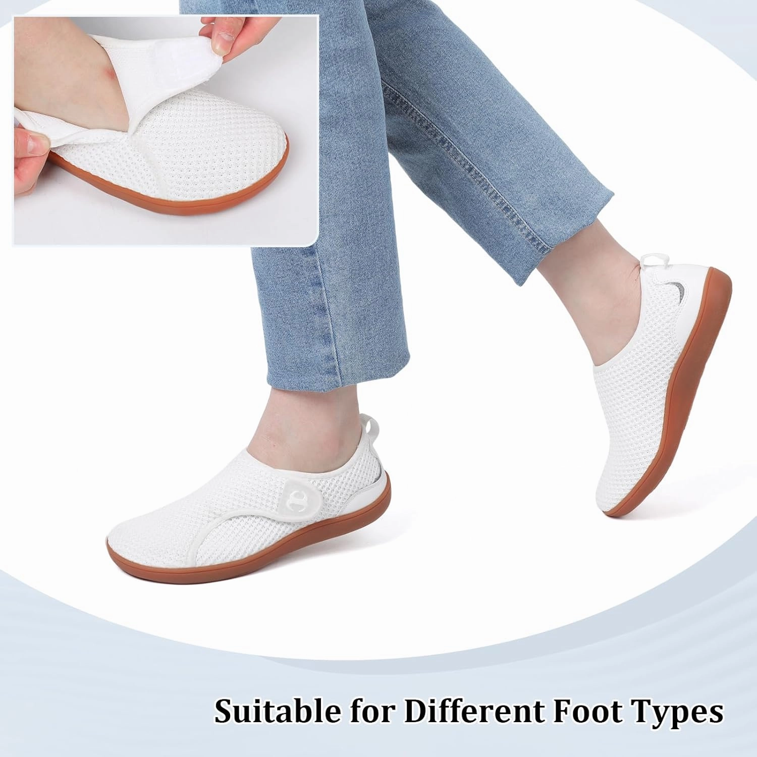 Womens Walking Shoes Comfortable Wide Diabetic Shoes Adjustable Zero Drop Edema Shoe Breathable Neuropathy Nursing Shoes Casual Wide Width Sneakers