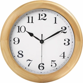 Wooden Silent Wall Clock, Large Decorative Battery Operated Non-Tick Analog Modern Clock for Living Room Kitchen Bedroom, Natural Texture(14''Nature)