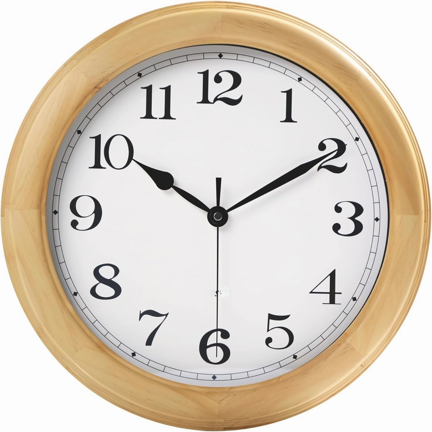 Wooden Silent Wall Clock, Large Decorative Battery Operated Non-Tick Analog Modern Clock for Living Room Kitchen Bedroom, Natural Texture(14''Nature)