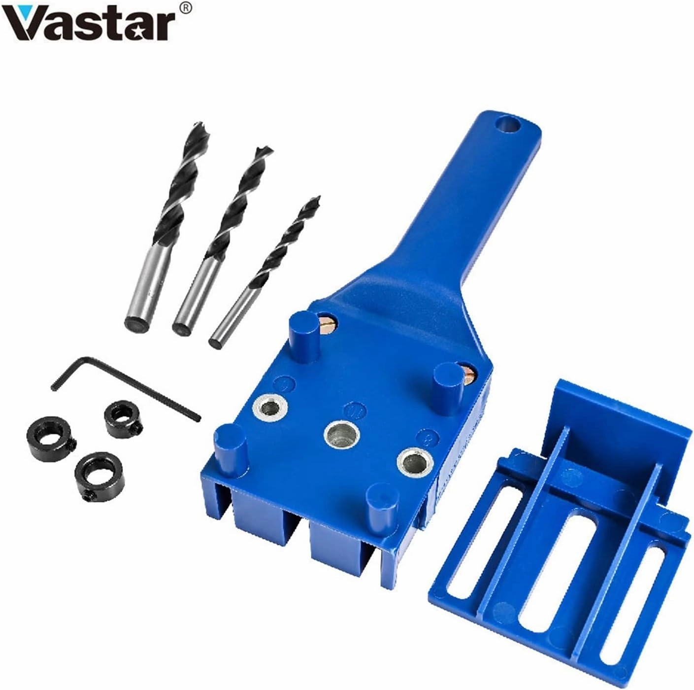 Woodworking Dowel Jig Pocket Hole Jig Wood Drilling Doweling Hole Saw Fit 6 8 10mm Drill Bits Guide Hole Drilling Carpentry Tool Hand Tool Set(Blue Set)