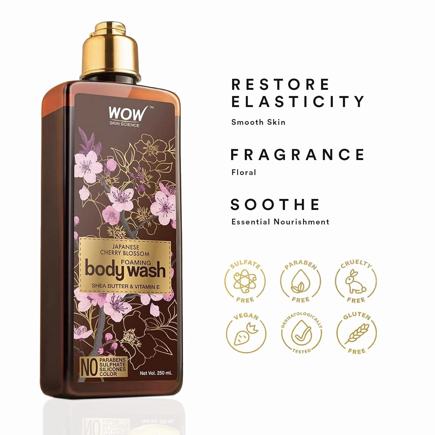 WOW Skin Science Japanese Cherry Blossom Body Wash | 250 ml | With Aloe Vera To Soothe Dry Skin For Men, Women & Teen