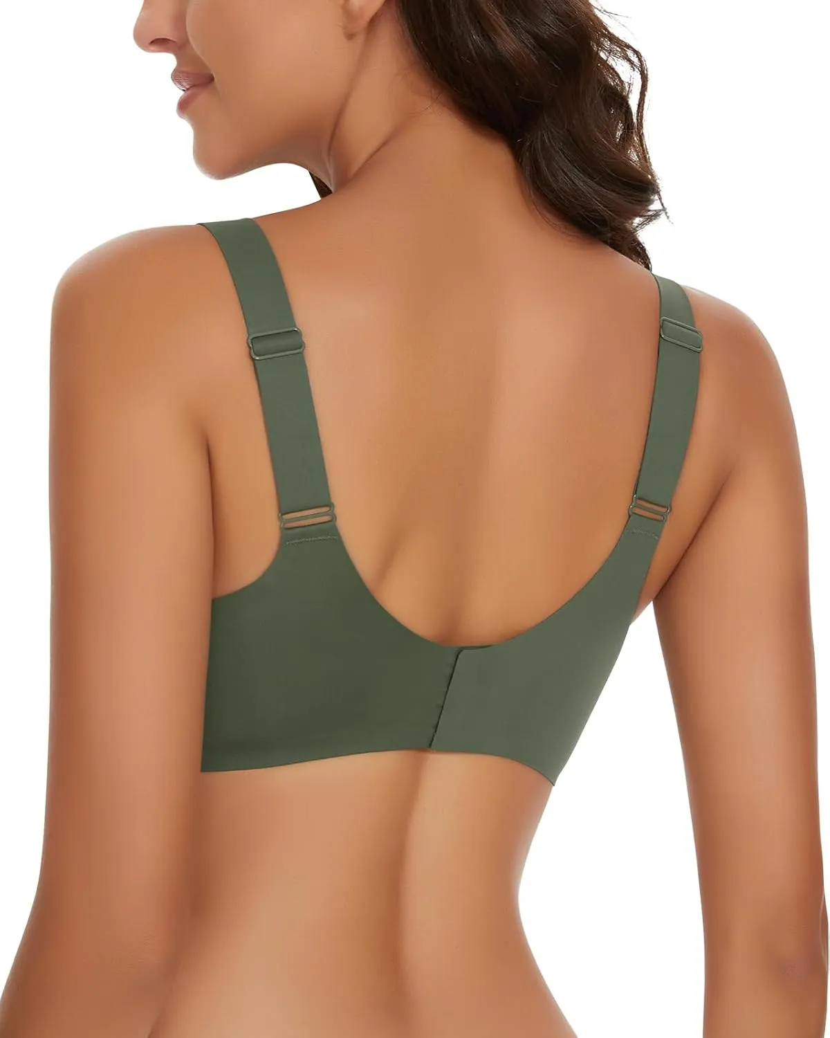 WOWENY Wireless Push Up Bras for Women Comfortable Seamless Bralettes Adjustable V Padded Everyday Bra with Support