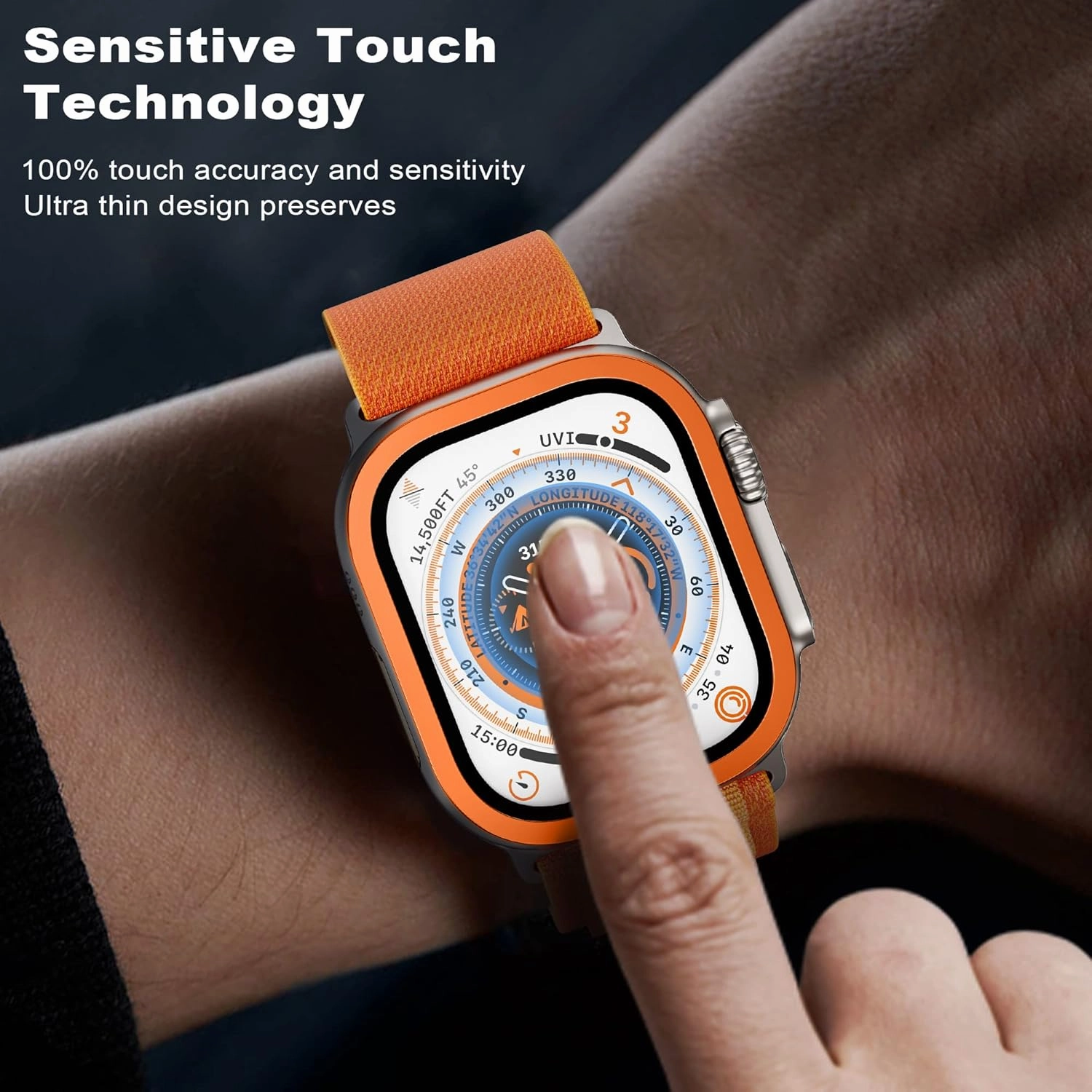 WSKEN for Apple Watch Ultra Screen Protector 49mm,9H Tempered Glass   Titanium Alloy Frame, [Keep Original] [Touch Sensitive] Lightweight Protective Glass Film for iwatch Ultra 2 Pack,Original  