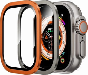 WSKEN for Apple Watch Ultra Screen Protector 49mm,9H Tempered Glass   Titanium Alloy Frame, [Keep Original] [Touch Sensitive] Lightweight Protective Glass Film for iwatch Ultra 2 Pack,Original  