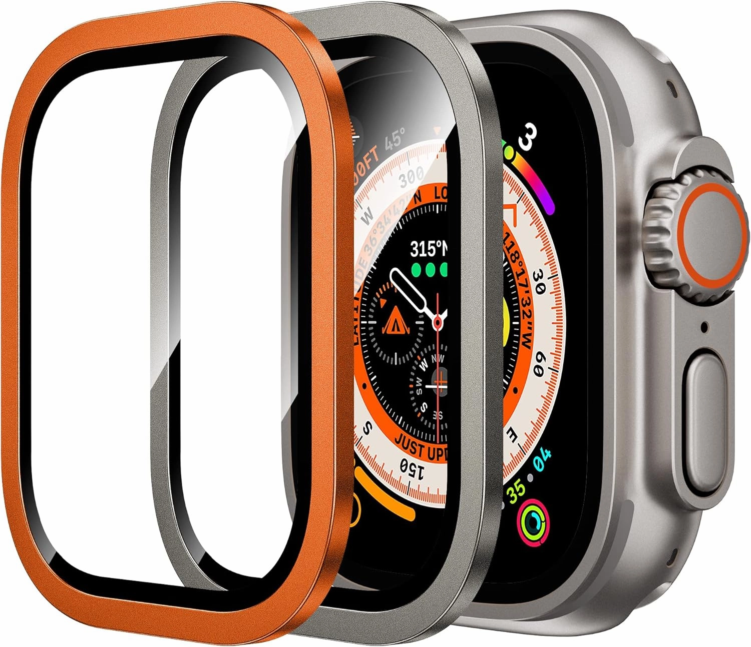 WSKEN for Apple Watch Ultra Screen Protector 49mm,9H Tempered Glass   Titanium Alloy Frame, [Keep Original] [Touch Sensitive] Lightweight Protective Glass Film for iwatch Ultra 2 Pack,Original  