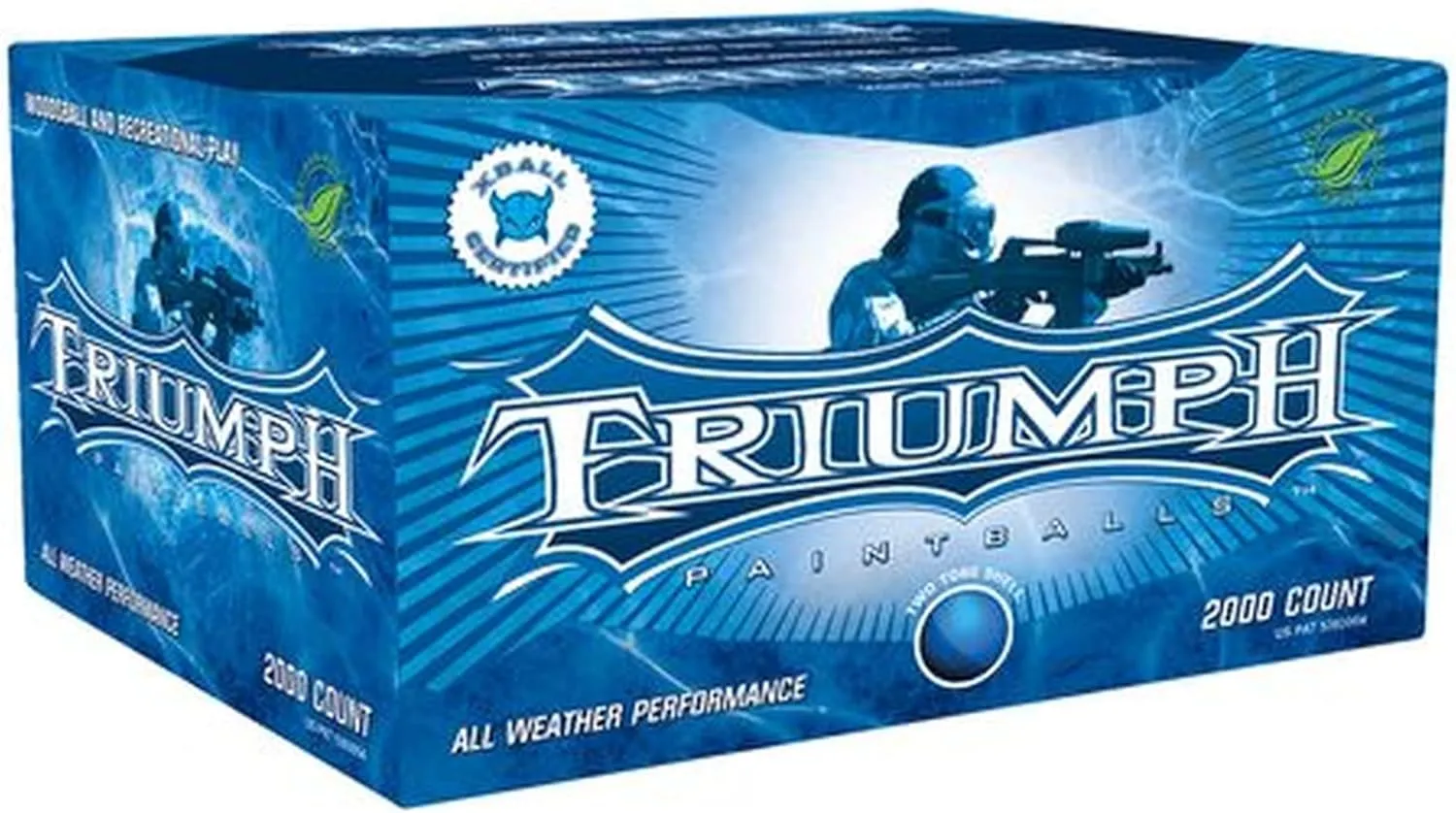 Xball Triumph 68 Caliber 2,000ct Paintballs, Aqua Blue Fill and Shell