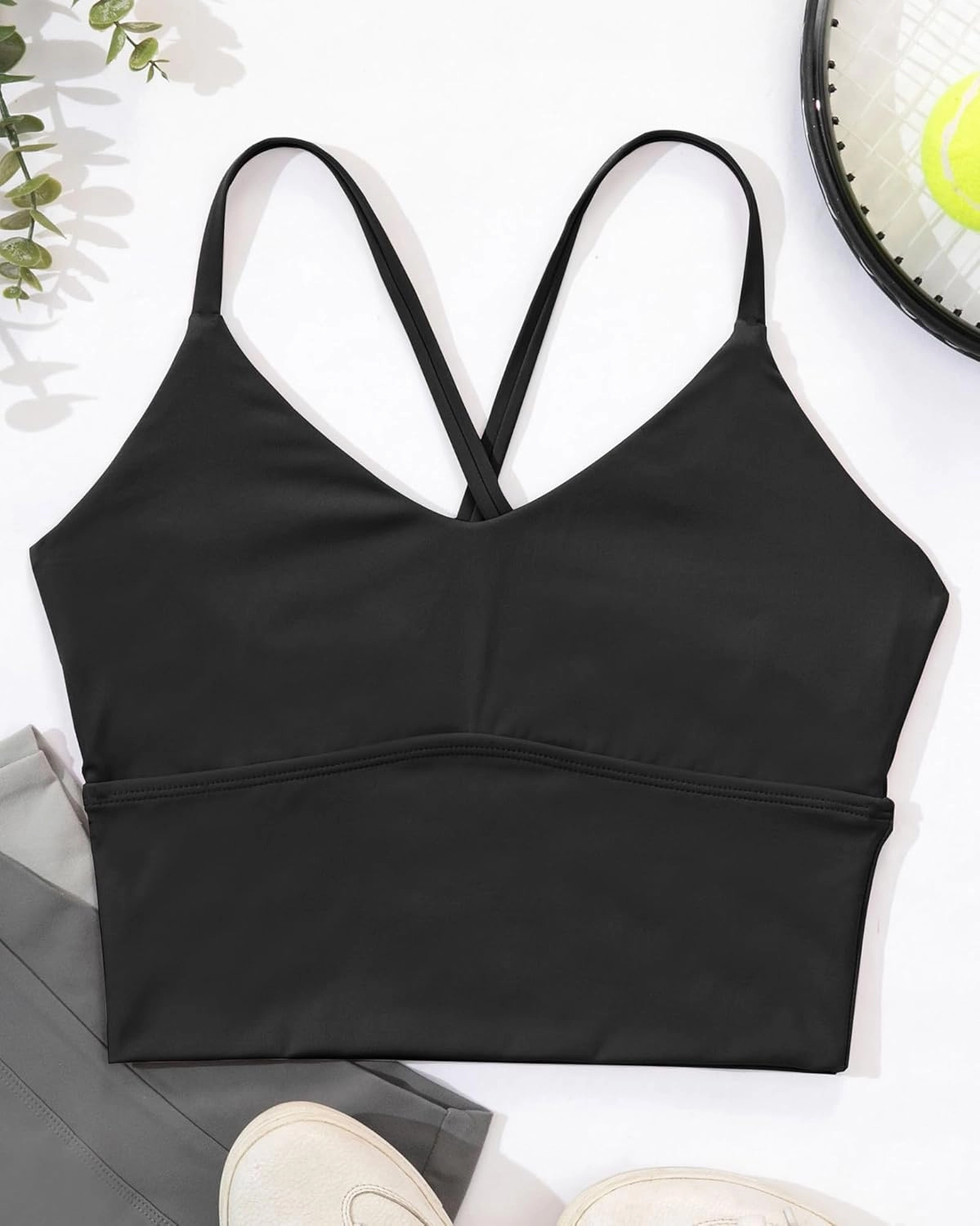XUNYU Women Longline Sports Bra Workout Tank Tops Strappy Criss Cross Crop Fitness Gym Yoga Running Shirts
