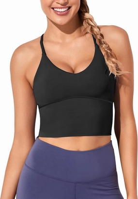 XUNYU Women Longline Sports Bra Workout Tank Tops Strappy Criss Cross Crop Fitness Gym Yoga Running Shirts