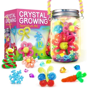XXTOYS Crystal Growing Kit - Crafts for Girls Ages 6-8 - Create 12 Flowers Crystals Science Experiment Kit - DIY Decorative Lamp Set Light Up The Night - STEM Educational Toys Gifts for 6 