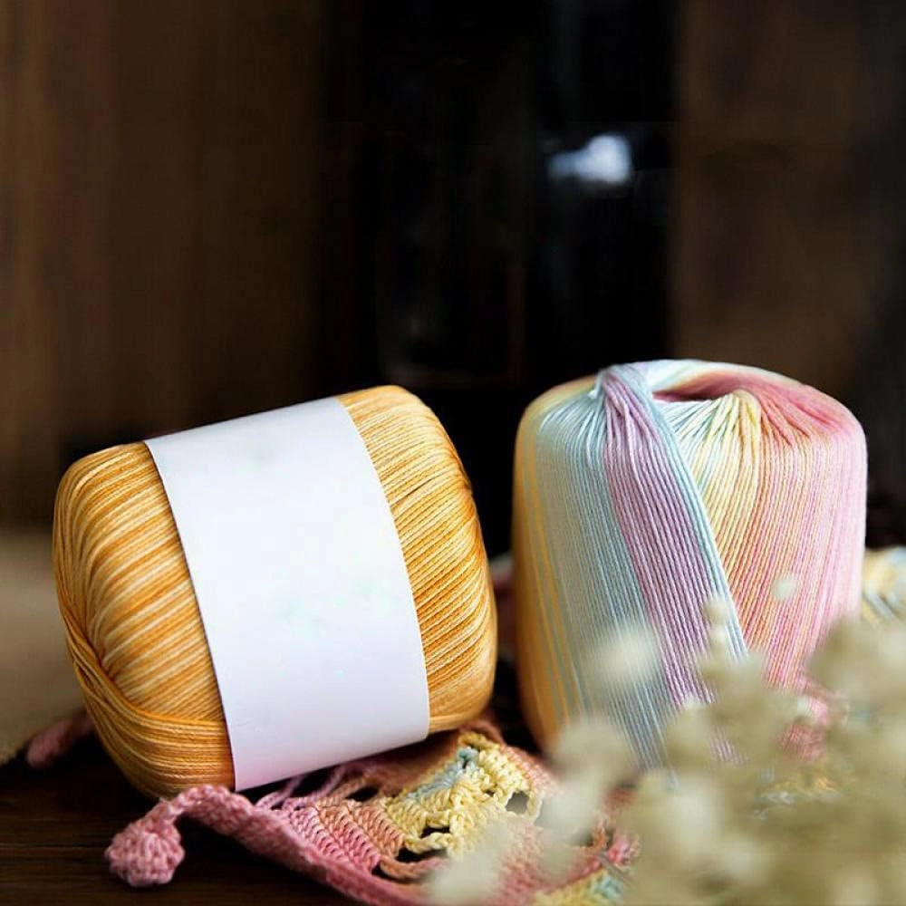 Yarn Knitting Crocheting Water Su Lace Thread DIY Hand-Knitted Crochet Cotton Thread Section Dyed Wool Hand-Knitted Thread-05 Primrose_6Pcs