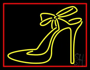 Yellow High Heels With Ribbon LED Neon Sign 15 x 19 - inches, Black Square Cut Acrylic Backing, with Dimmer - Bright and Premium built indoor LED Neon Sign for store interior Décor, Storefront.