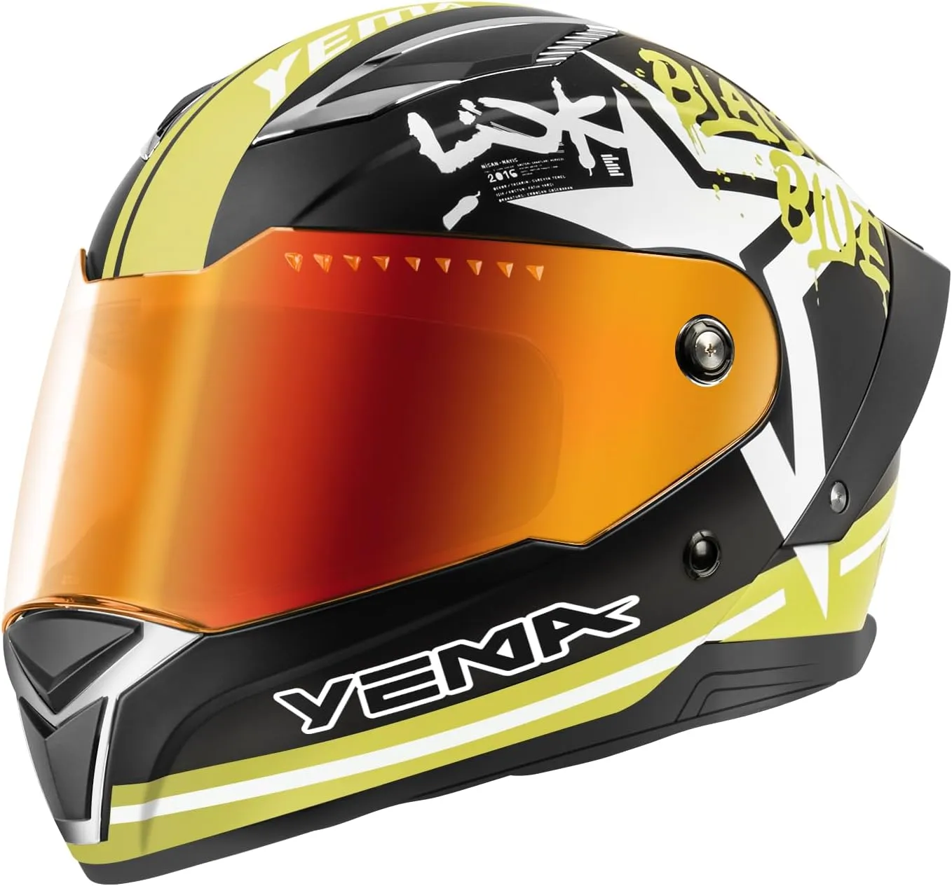 YEMA DOT Approved Full Face Motorcycle Helmet for Adults, Unisex Moped & Street Bike Helmet with Adjustable Air Vents - Lightweight, Comfortable Fit for Scooter, Cruiser YM-850