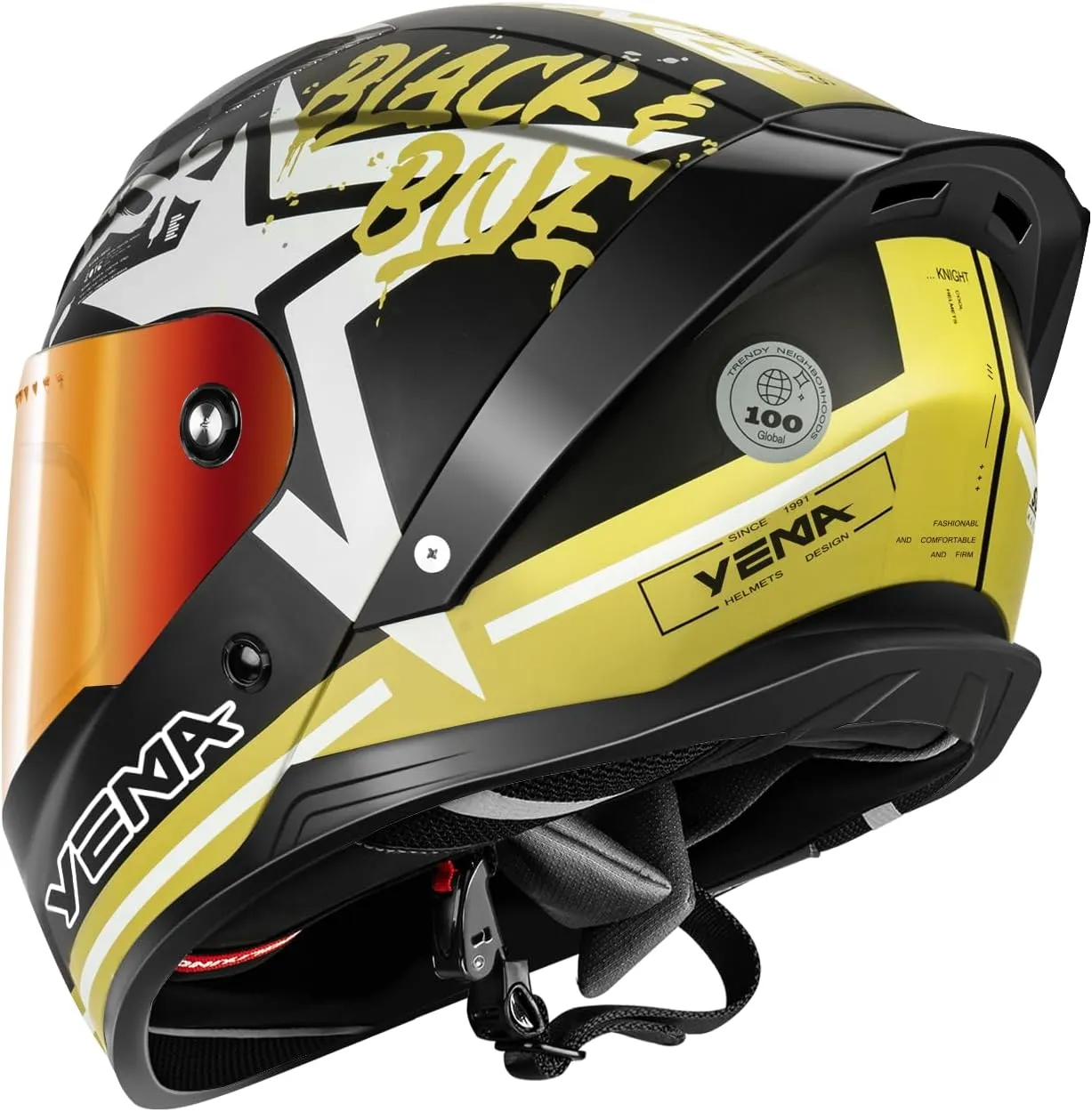 YEMA DOT Approved Full Face Motorcycle Helmet for Adults, Unisex Moped & Street Bike Helmet with Adjustable Air Vents - Lightweight, Comfortable Fit for Scooter, Cruiser YM-850