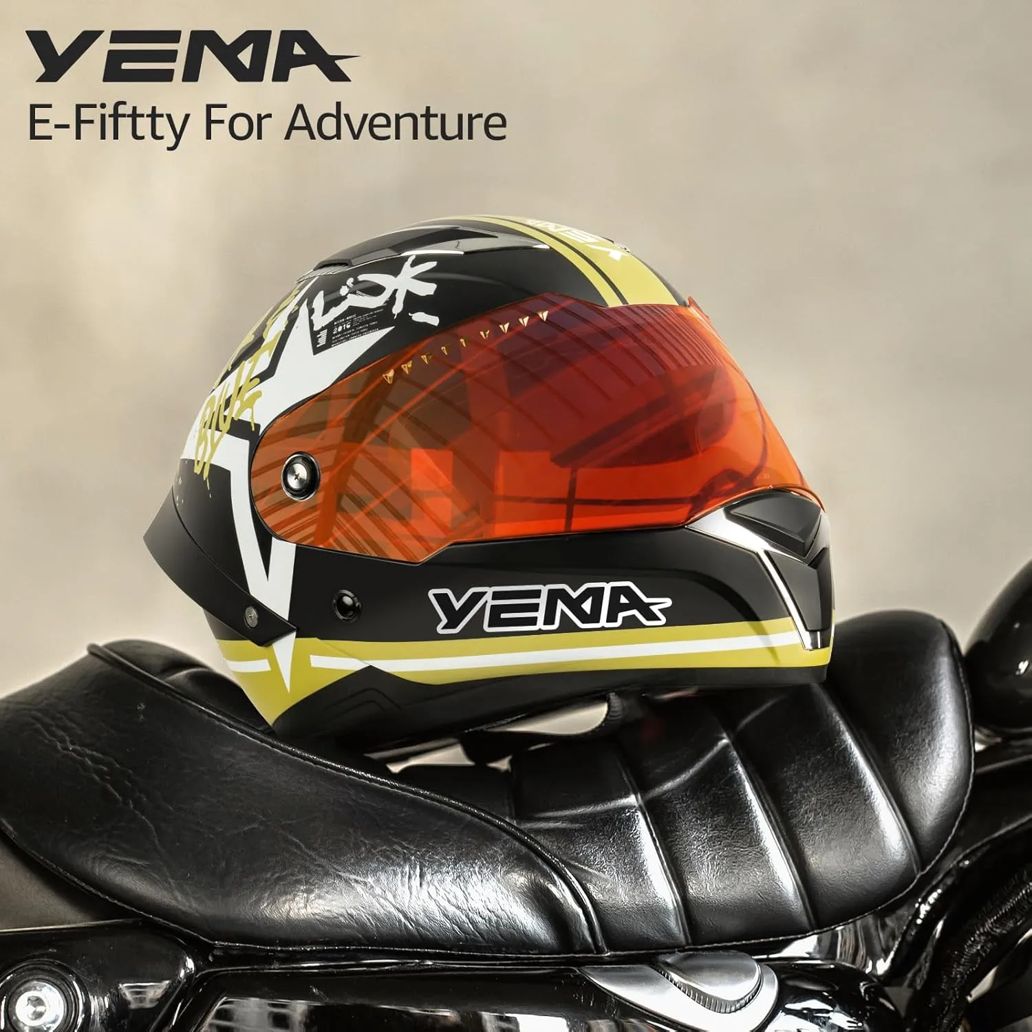 YEMA DOT Approved Full Face Motorcycle Helmet for Adults, Unisex Moped & Street Bike Helmet with Adjustable Air Vents - Lightweight, Comfortable Fit for Scooter, Cruiser YM-850
