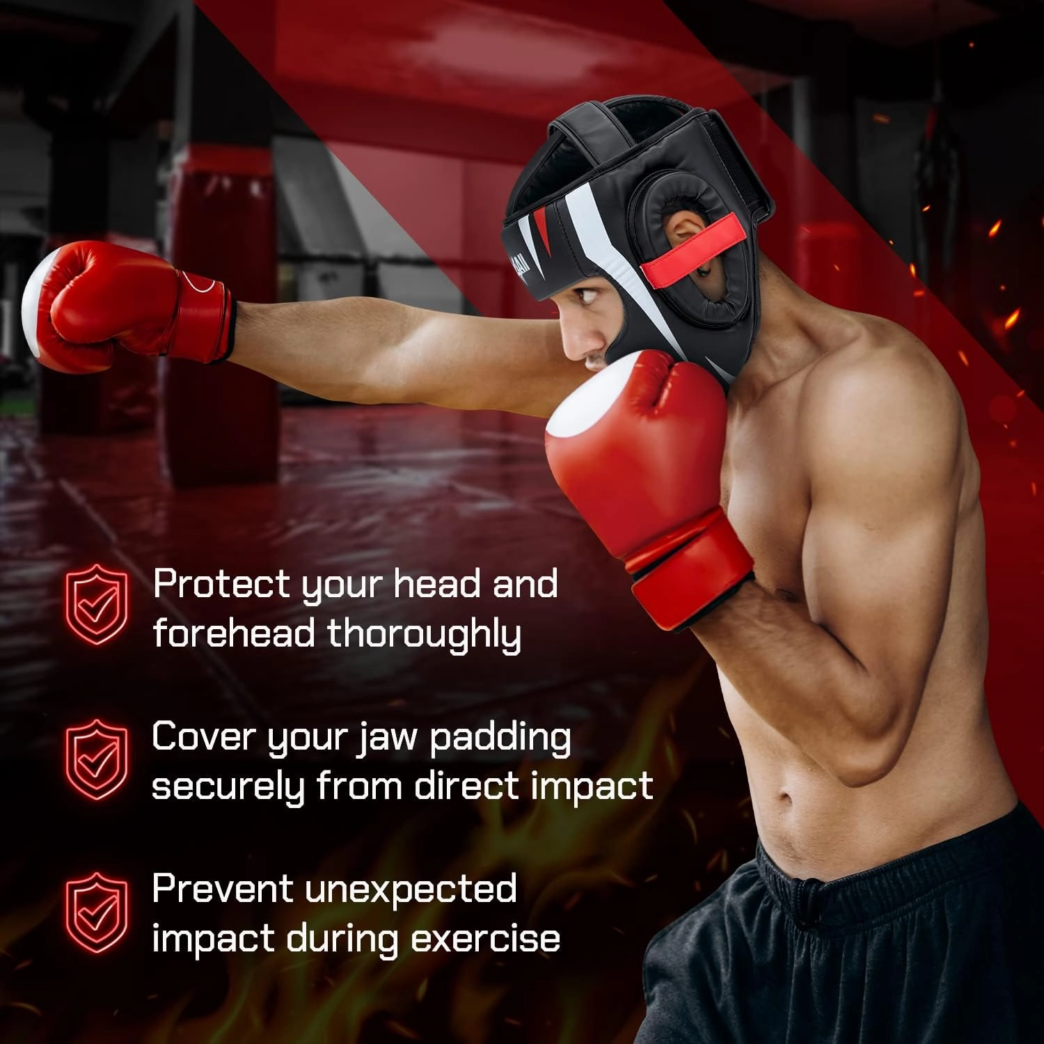 Yes4All Extreme Full Face Boxing Headgear, Adjustable Sparring Headgear, Martial Arts Helmet with PU Leather for Muay Thai, MMA Training, Sparring, Kickboxing