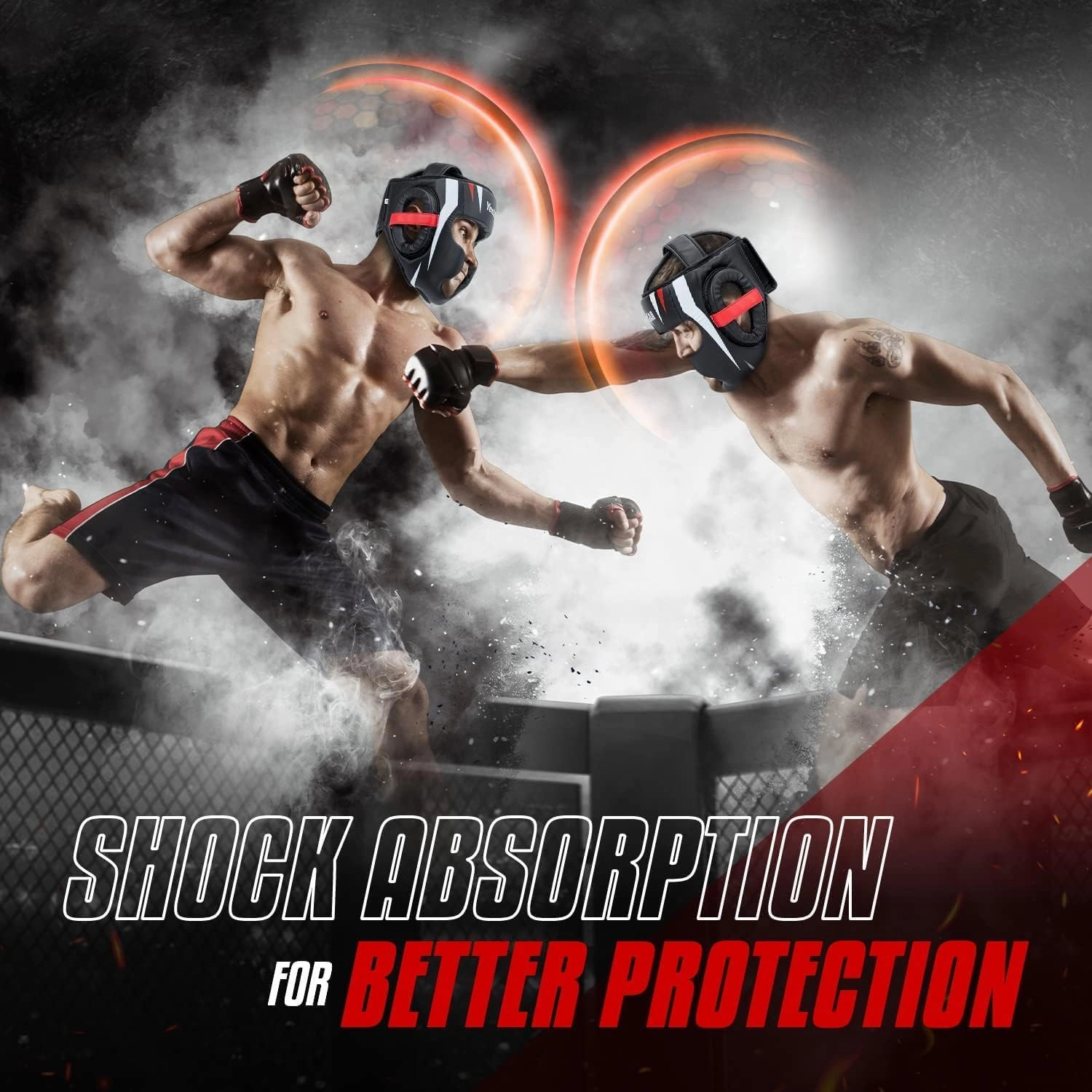 Yes4All Extreme Full Face Boxing Headgear, Adjustable Sparring Headgear, Martial Arts Helmet with PU Leather for Muay Thai, MMA Training, Sparring, Kickboxing