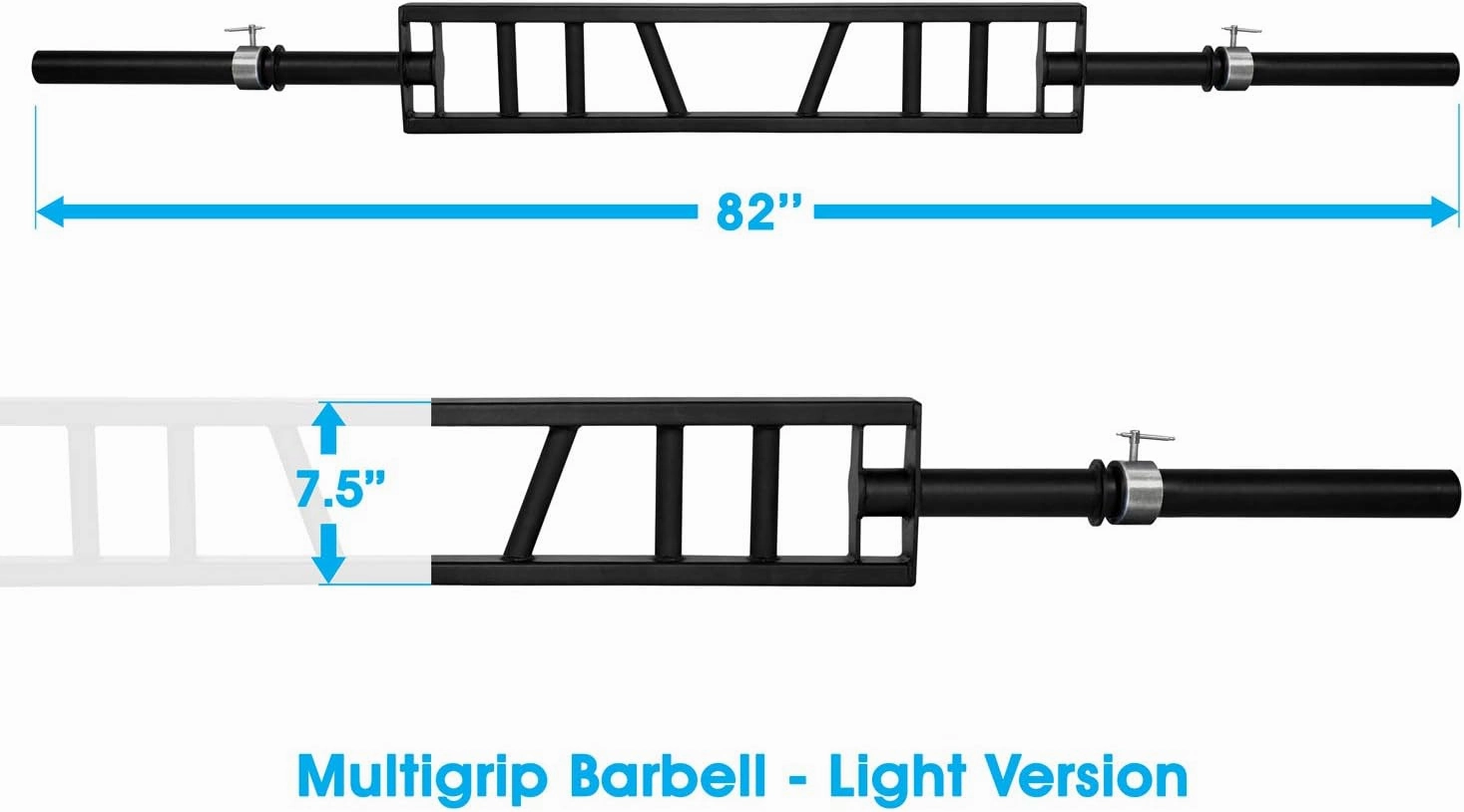 Yes4All Multi Grip Barbell & Cable Attachment - Swiss Bar, American Bar for Greater Range of Motion, with 2 Collars, Fits Olympic Weight Plates - Home Gym & Support Pressing, Lifting & Curls