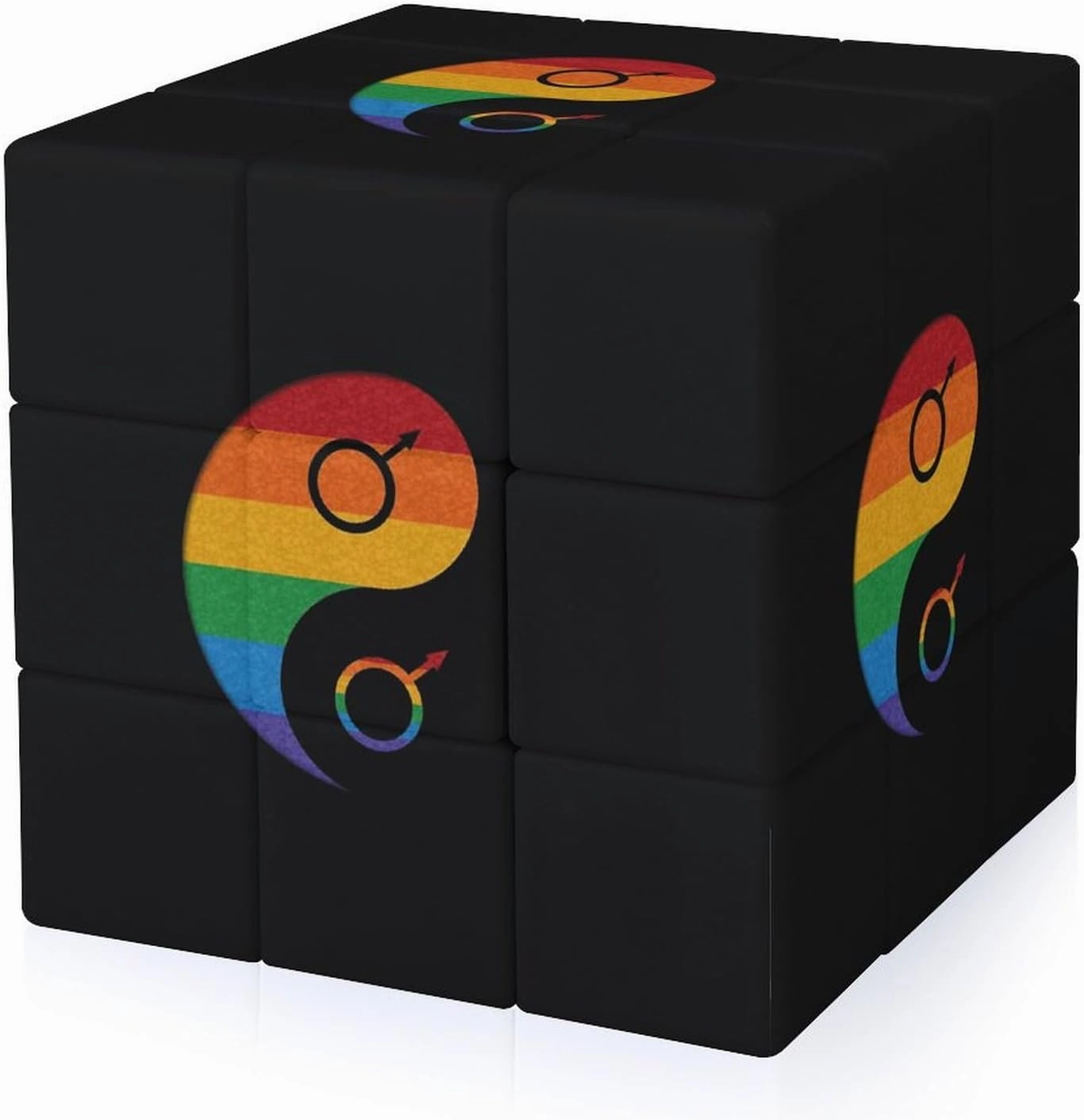 Yin and Yang Gay Proud Funny 3x3x3 Cube Smooth Lightweight Puzzle for Adult Graphic Printing Travel