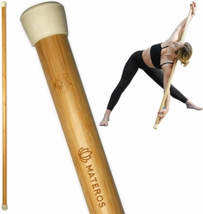 Yoga Stick- 5ft Bamboo Mobility Stick- Premium Yoga Dowel- Physical Therapy Aide, Posture Corrector, Balance Support Stick, Stretching/Flexibility/Exercise Stick
