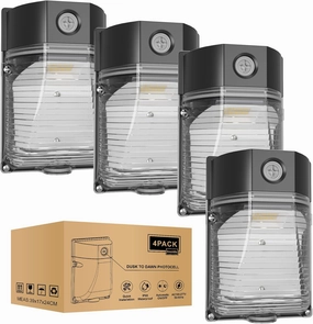 YXL 4PACK 30W 3600LM LED Wall Pack Lights with Dusk to Dawn Photocell, AC100-277V 5000K Wall Pack Lights Outdoor Led, IP65 Waterproof, ETL Listed, for Porch Garden Garage Warehouse Security Lighting