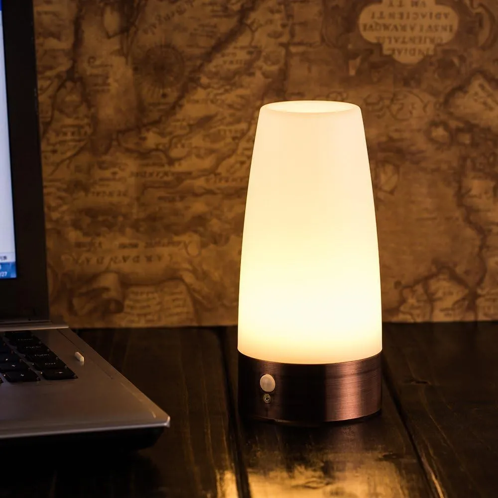ZEEFO Retro LED Night Light PIR Motion Sensor Light,Activated Step Lighting Lamps,Indoor/Outdoor Battery Operated Lamp Sensitive Portable Moving Table Lamp for Kids Room,Hallway(Round Shape)