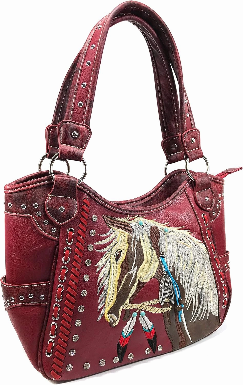 Zelris Dakota Dales Pony Horse Embroidery Mane Western Country Women Conceal Carry Tote Purse with Matching Wallet Set