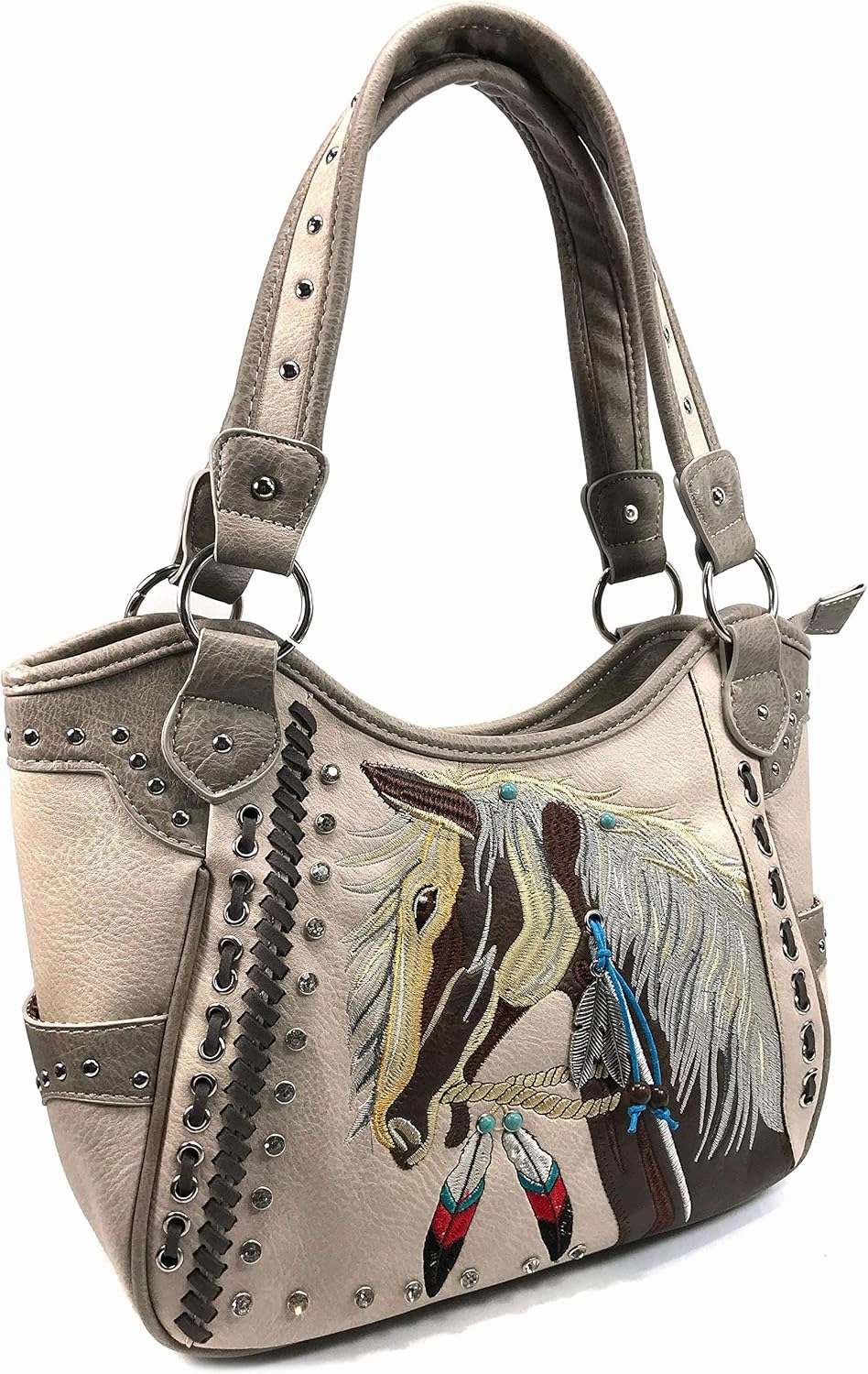 Zelris Dakota Dales Pony Horse Embroidery Mane Western Country Women Conceal Carry Tote Purse with Matching Wallet Set