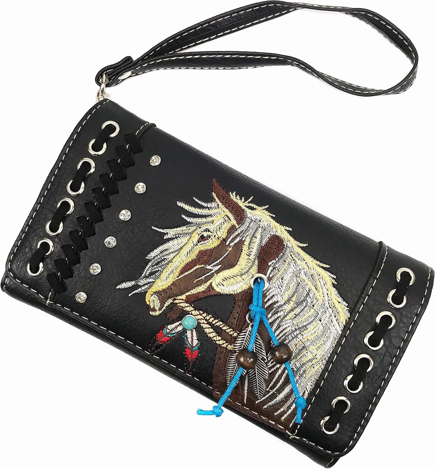 Zelris Dakota Dales Pony Horse Embroidery Mane Western Country Women Conceal Carry Tote Purse with Matching Wallet Set