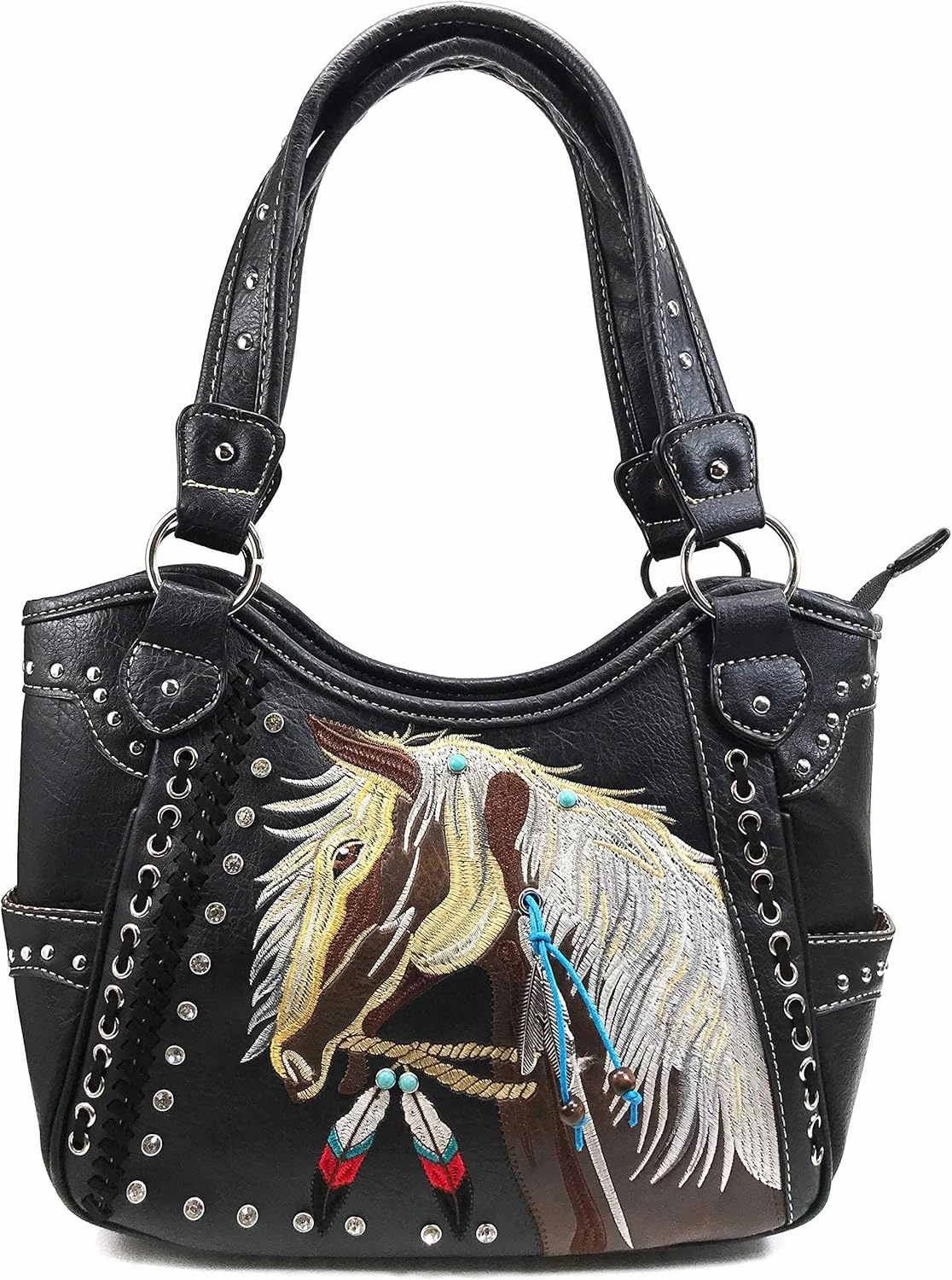 Zelris Dakota Dales Pony Horse Embroidery Mane Western Country Women Conceal Carry Tote Purse with Matching Wallet Set