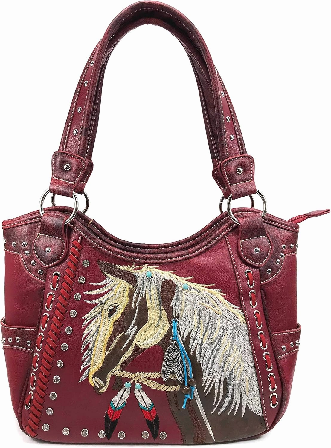 Zelris Dakota Dales Pony Horse Embroidery Mane Western Country Women Conceal Carry Tote Purse with Matching Wallet Set